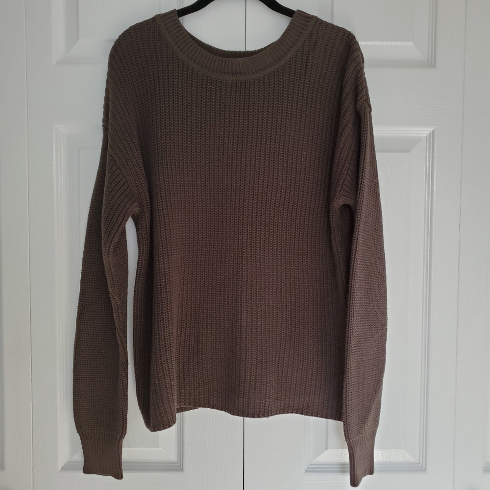NEW Bobeau Olive Lace-up Knit Sweater - L - Picture 2 of 8